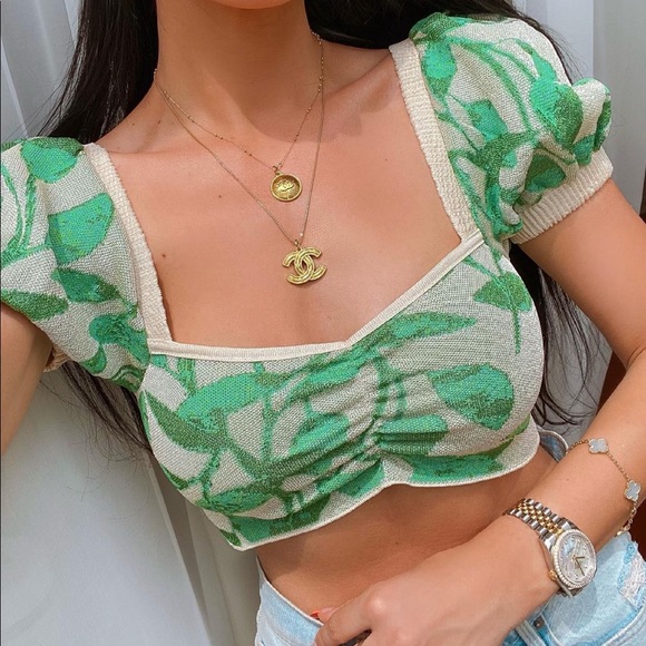 NWT leaf Zara cropped knit top - Picture 2 of 16